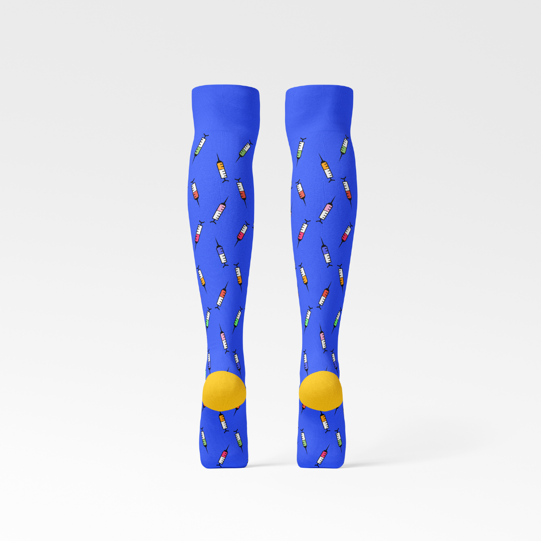 Compression Syringe Socks - Blue Edition